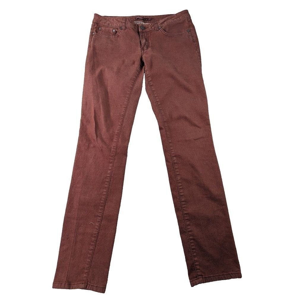 Y2K prAna Breath Kayla Jeans Womens Size 4 Burgundy Stretch Skinny Denim Casual - Picture 2 of 10